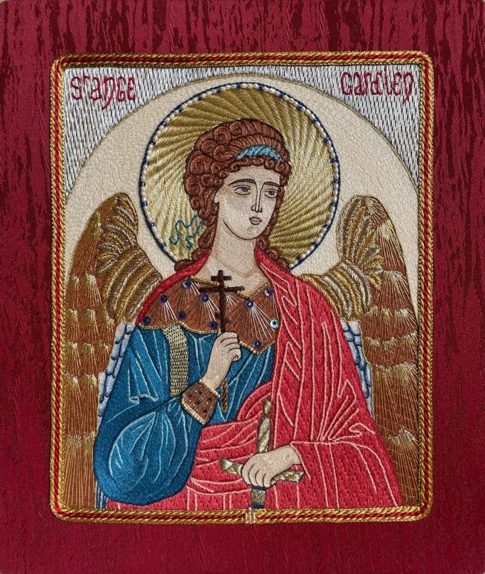 Icône brodée d'un Saint Ange Gardien